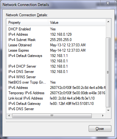 Network Status Information when connected to the RT-N66U router